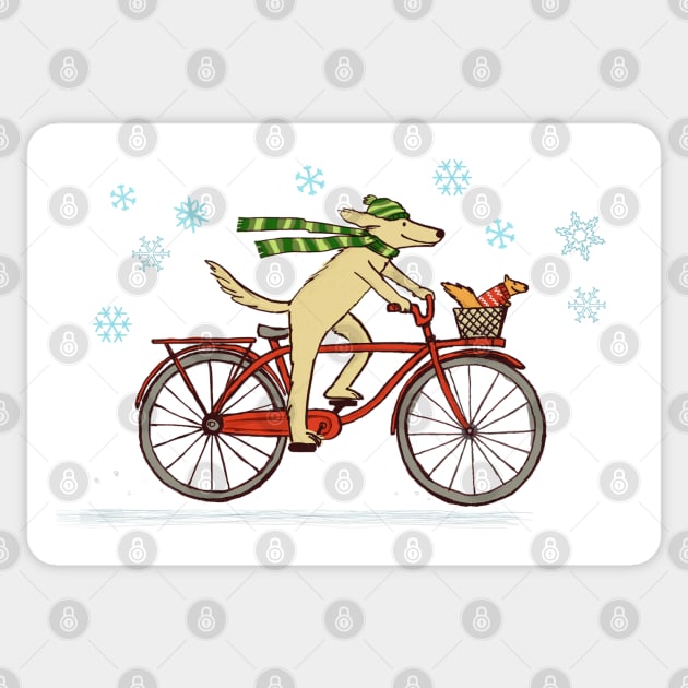 Cycling Dog and Squirrel | Cute Animals Holiday Sticker by Coffee Squirrel